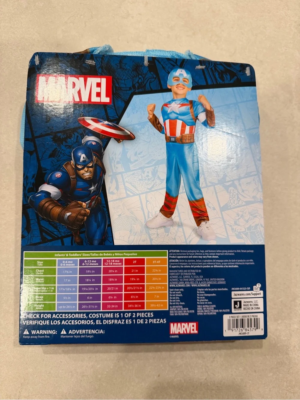Marvel Captain America Toddler Costume - Blue, Red, White - Picture 2 of 4